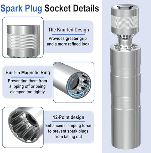 14mm&16mm Spark Plug Socket Set, Spark Plug Tool for 9/16"&5/8" Spark Plugs