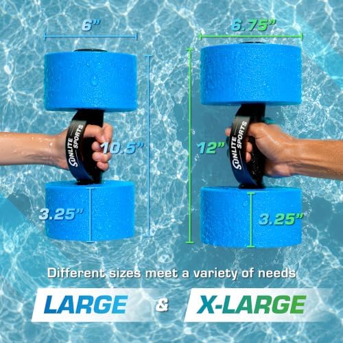 Sunlite Sports Water Weights Pool Exercise Dumbbells, Water Aerobic Equipment, High-Density EVA-Foam Dumbbell with Handle Strip, Aqua Therapy, Pool Fitness, Water Exercise, Set of 2