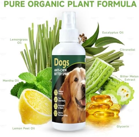 2 Bottles, Bitter Dog No Chew Spray, Bitter Dog Training Aid for Furniture & Carpet, Puppy Corrector & Behavior Spray for Dogs & Puppies, Discourage Peeing, Biting, Chewing & Licking Injuries