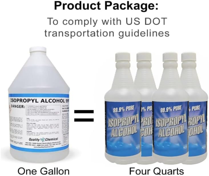 Quality Chemical - Super Premium - 99.9% Pure Isopropyl Alcohol (IPA) - Made in The USA - 128 Fl Oz Bottle - Concentrated Isopropyl Alcohol