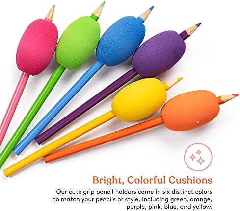 Special Supplies Egg Pen-Pencil Grips for Kids and Adults Colorful, Cushioned Holders for Handwriting, Drawing, Coloring - Ergonomic Right or Left-Handed Use - Reusable (Multicolor- 6 Pack)