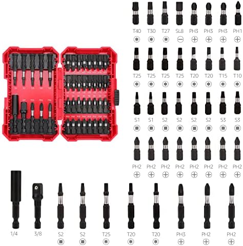 Amazon Basics 42-Piece Impact Screwdriver Bit Set with Phillips, Slotted and Torx Bits, Portable Storage Case