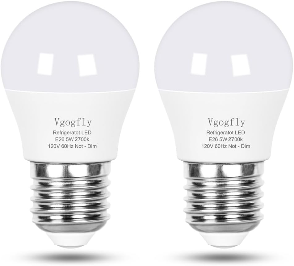 Vgogfly Refrigerator Light Bulb, A15, 40W Equivalent, 5W, 5000K, 120V