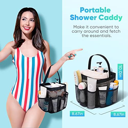 EUDELE Mesh Shower Caddy Portable for College Dorm Room Essentials, Shower Caddy Dorm with 9-Pocket Large Capacity for Beach, Swimming, Gym, Camping, Travel essentials