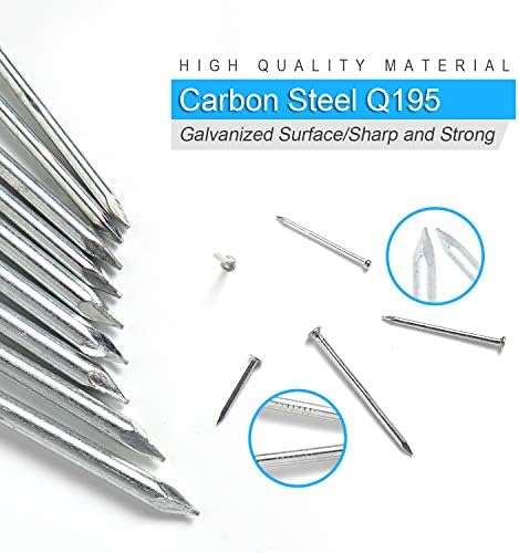 376PCS Galvanized Nails Kit with Storage Box, 6 Sizes for Hanging Pictures