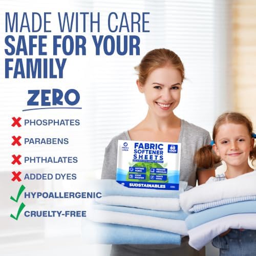 Sudstainables Fabric Softener Sheets for Washer, Fresh Linen, 200 Loads