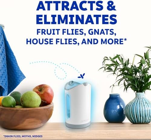 Zevo MAX Bug Catcher, Gnat & Fruit Fly Trap Indoors, 1 Base & 2 Refills