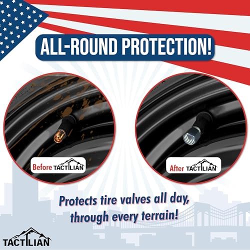 TACTILIAN Car Tire Valve Stem Caps for Tesla Model 3, S, Y, X Accessories | Leakproof Aluminum Tire Valve Caps 4 Pack with Rubber O-Rings Compatible with Tesla Model Y Accessories 2025