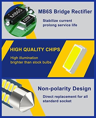 Serundo Auto DE3175 DE3022 DE3021 Led Bulb 31mm 1.22in Led Festoon Bulb 4pc