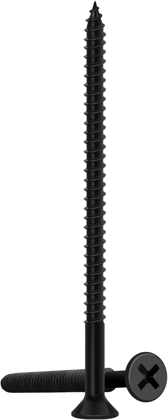 Wood Screws 1/2 Inch, FIXLINK Premium Flat Head Phillips Black Wood Screws 135 PCS, Self Tapping Electrophoresis Used in Indoor Furniture, Woodworking (#6 x 1/2")