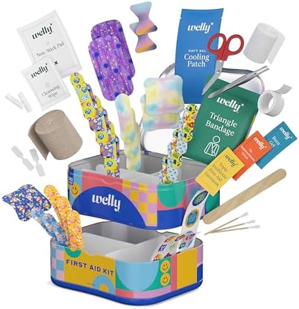 Welly Comprehensive First Aid Kit - FSA Eligible - Adhesive Bandages, Tape and Non-Stick Pads, Butterfly Strips, Cleansing Wipes, Ointments, Gauze, and More - 240 Pieces