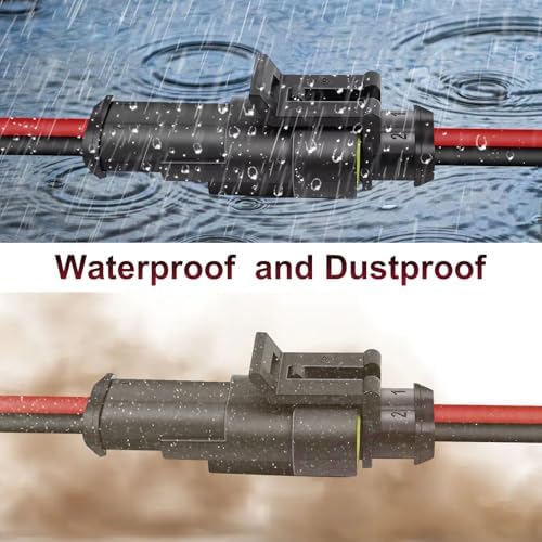 BFXM 10Pcs Car Waterproof Electrical Connector, 16 AWG 2 Pin Connector
