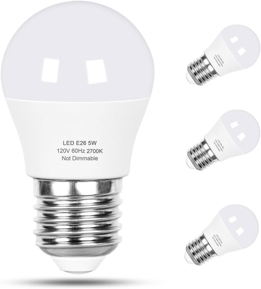 Vgogfly Refrigerator Light Bulb, A15, 40W Equivalent, 5W, 5000K, 120V
