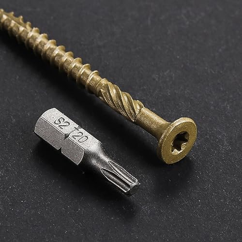 Wensilon #10 * 3" Deck Screws, (137pcs) 2 lbs.Exterior Wood Screws, Rust Resistant epoxy Coated, Bronze, T25 Star Bit