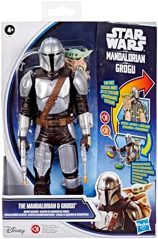 STAR WARS The Mandalorian & Grogu Bounty Blaster, 11-Inch Action Figure with Sound Effects, Interactive Toys for Boys & Girls Ages 4+