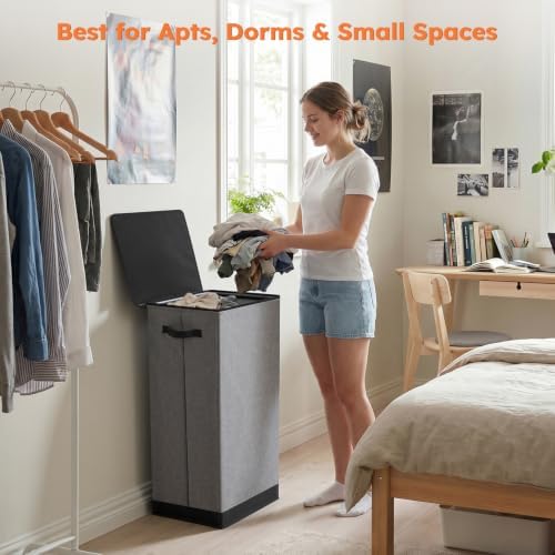 SOLEDI 100L Laundry Hamper with Lid, Large Collapsible Laundry Basket