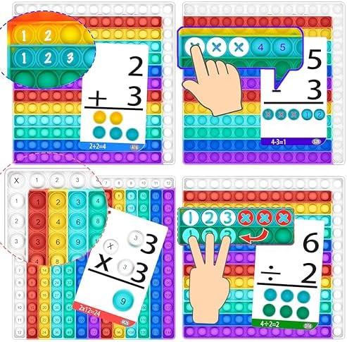 Math Games for Kids - Math Flash Cards - Interactive Practice Kit Pop It Practice with Addition, Subtraction, Multiplication & Division - Ideal for Learning and Skill Building - Ages 4-8