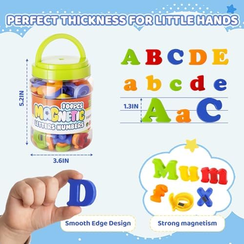 LovesTown 104 PCS Magnetic Letters Numbers, Uppercase and Lowercase