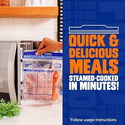 Ziploc Zip 'n Steam Food Storage Cartons for Meal Prep, Healthy Meals in Minutes, Microwave Safe, 10 Count
