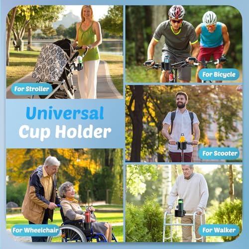 Cup Holder for Walker: Stroller Cup Holder Attachment with Phone Holder