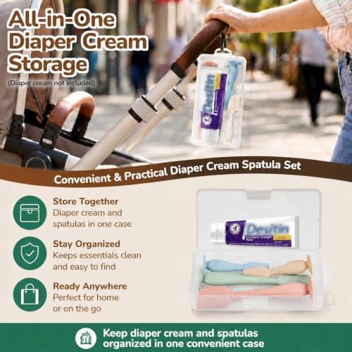 4-Pack Diaper Cream Spatula with Case, Soft Diaper Rash Cream Applicator