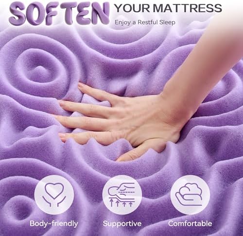 SINWEEK 2 Inch 7-Zone Memory Foam Mattress Topper Twin XL, Twin Extra Long Mattress Pads for College Dorm Room, Pressure Relieve CertiPUR-US Certified, 39x80 Inches, Violet
