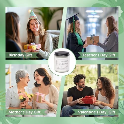Molensun Vanilla Cupcake Scented Candle, Soy Wax 7 oz