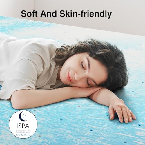 Novilla Twin Memory Foam Mattress Topper 3 Inch, Cooling Gel Infused, Ventilated Pressure Relief Pad, Medium Comfort for Sofa, RV, Camper, Dorm Room