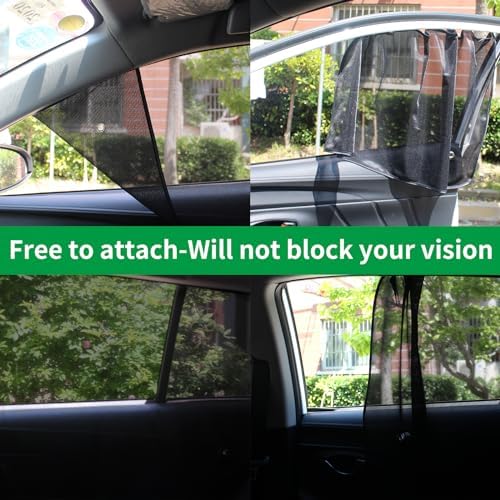 Ovege Car Window Shades Magnetic 2pcs Universal Car Window Screen Mesh Side Window Sun Shade Automotive Window Sunshades for Driver Passenger (Front Seat 2pcs-)