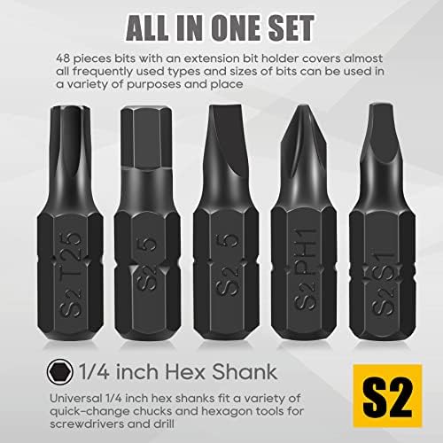 49-Pack Screwdriver Bit Set, Hex Bit Set, Hex Head Drill Bits Set