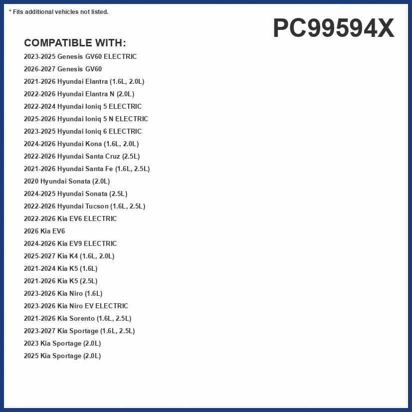 PUREFLOW PC99594X Cabin Air Filter | Fits 2022-2026 Hyundai Tucson 1.6L, 2.5L, Santa Cruz 2.5L, Elantra N 2.0L; 2021-2026 Elantra 1.6L, 2.0L; 2022-2024 Ioniq 5, Kia EV6