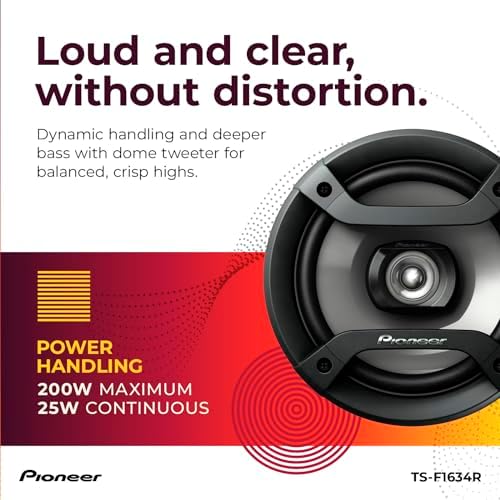 Pioneer F-Series TS-F1634R 6.5" 2-Way Coaxial Car Speakers 200W Max