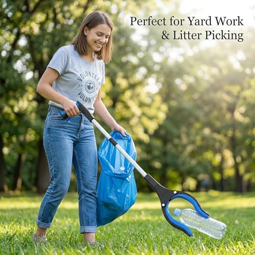 Grabber Reacher Tool - Foldable Gripper and Reaching Tool - Heavy Duty Pick Up Stick Grabbers for Seniors, Trash, Surgery Recovery Must Haves Gifts, 32” Picker Upper Grabber (Blue)