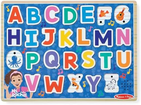 Melissa & Doug® Ms. Rachel™ Wooden Phonics Alphabet Sound Puzzle with Light-Activated Sound Effects, 26-Piece Toddler Toys for Boys and Girls Ages 2+ Years - FSC Certified