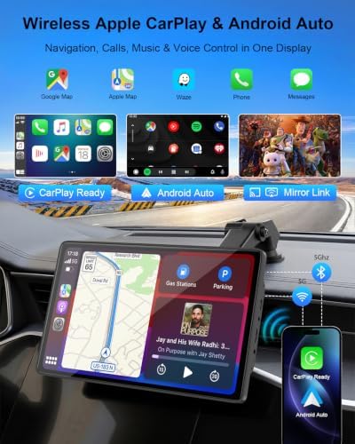 9" CarPlay Screen for Car, Wireless Apple CarPlay & Android Auto