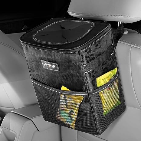 HOTOR Car Trash Can, Leakproof Car Organizer, 2-Gallon, Black