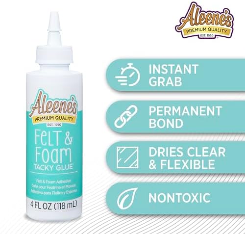 Aleene's Felt & Foam Tacky Glue, Fast-Grab Craft Glue for Felt, Foam, Pom-Poms, Feathers & DIY Crafts, Clear-Drying, 4 fl. oz.