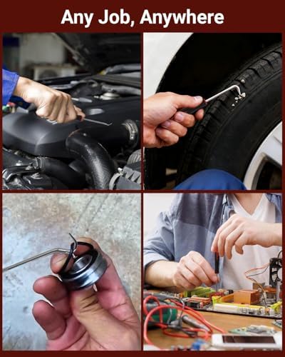 4-Piece Hook and Pick Set, Precision Automotive Pick Tool & O Ring Pick Set with Comfort Grip & Anti-Slip Shaft for Oil Seal, Gasket Removal, and Electronic Repair