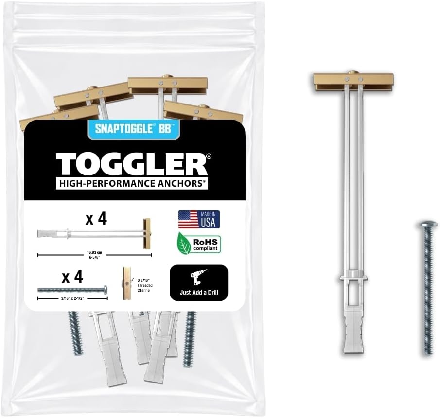 TOGGLER SNAPTOGGLE Drywall Anchors with 1/4-20 Bolts, 20 Pack