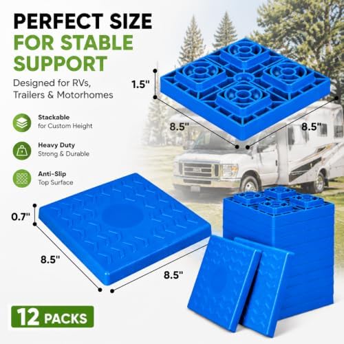 RVMATE 12 Pack RV Leveling Blocks, Camper Trailer Leveling Blocks