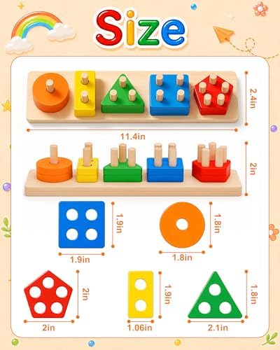 Montessori Toys for 1 2 3 Year Old Boys Girls Toddlers, Wooden Toys Gifts