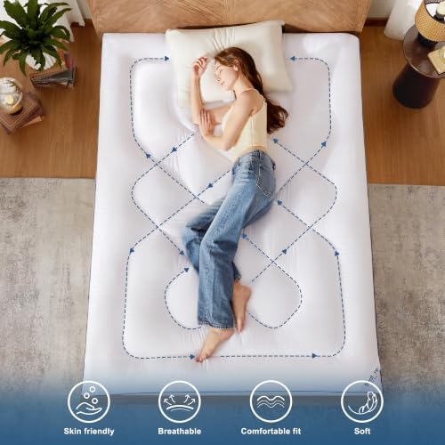 BEDLORE Queen Mattress Topper, Thick Pillow Top Bed Cover Soft Mattress Pad