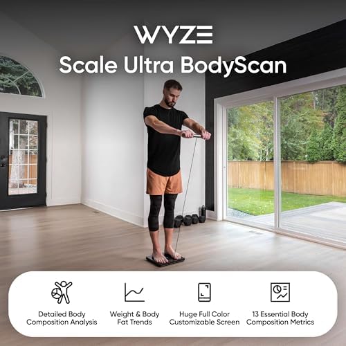 Wyze Smart Scale Ultra BodyScan with Handle – Wi-Fi & Bluetooth Body Composition Scale for Weight, BMI, Body Fat, Muscle Mass, and Segmental Measurement, 400 lbs, Black