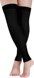 Lin Performance 15-20 mmHg Compression Stockings for Women & Men, Thigh High Dot-Top Open Toe, Leg Support for Daily & Travel Comfort Socks (Beige,M)