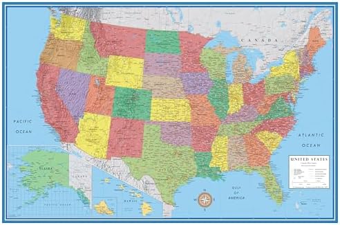 24x36 World and USA Classic Premier 3D Two Wall Map Set (Laminated)