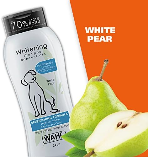 Wahl USA Whitening Dog Shampoo for Pets, Brightens Coat, White Pear, 24 oz