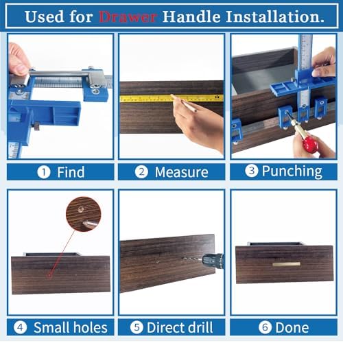 King&Charles Cabinet Hardware Jig&Auto Center Punch&Point Drill Bits