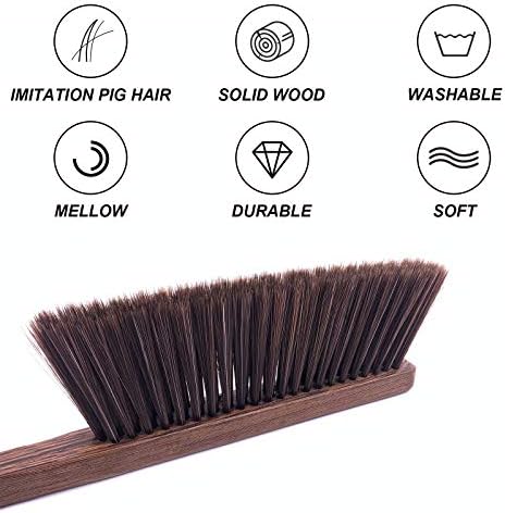Hand Broom Cleaning Brushes-Soft Bristles Dusting Brush for Cleaning Car/Bed/Couch/Draft/Garden/Furniture/Clothes,Wooden Handle