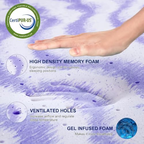BedsPick Mattress Topper Twin XL - 3 inch Gel Infused Memory Foam XL Twin Mattress Toppers,Soft Foam Pad Toppers for Pressure Relief,CertiPUR Certified,Dorm Room Essentials,Twin XL Size