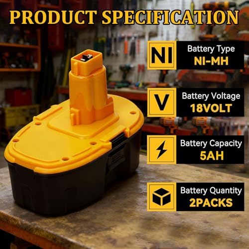Upgraded 18V Replacement Battery for Dewalt 18V XRP Type Tools 2-Pack